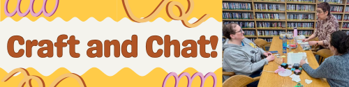 craft and chat header shows three women crafting