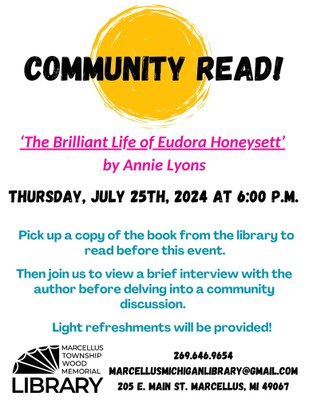 Community Reads-The Brilliant Life of Eudora Honeysett Community Reads-The Brilliant Life of Eudora Honeysett