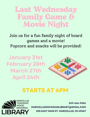 Last Wednesday Family Game & Movie Night Last Wednesday Family Game & Movie Night