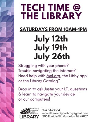 July Tech Time @ The Library July Tech Time @ The Library