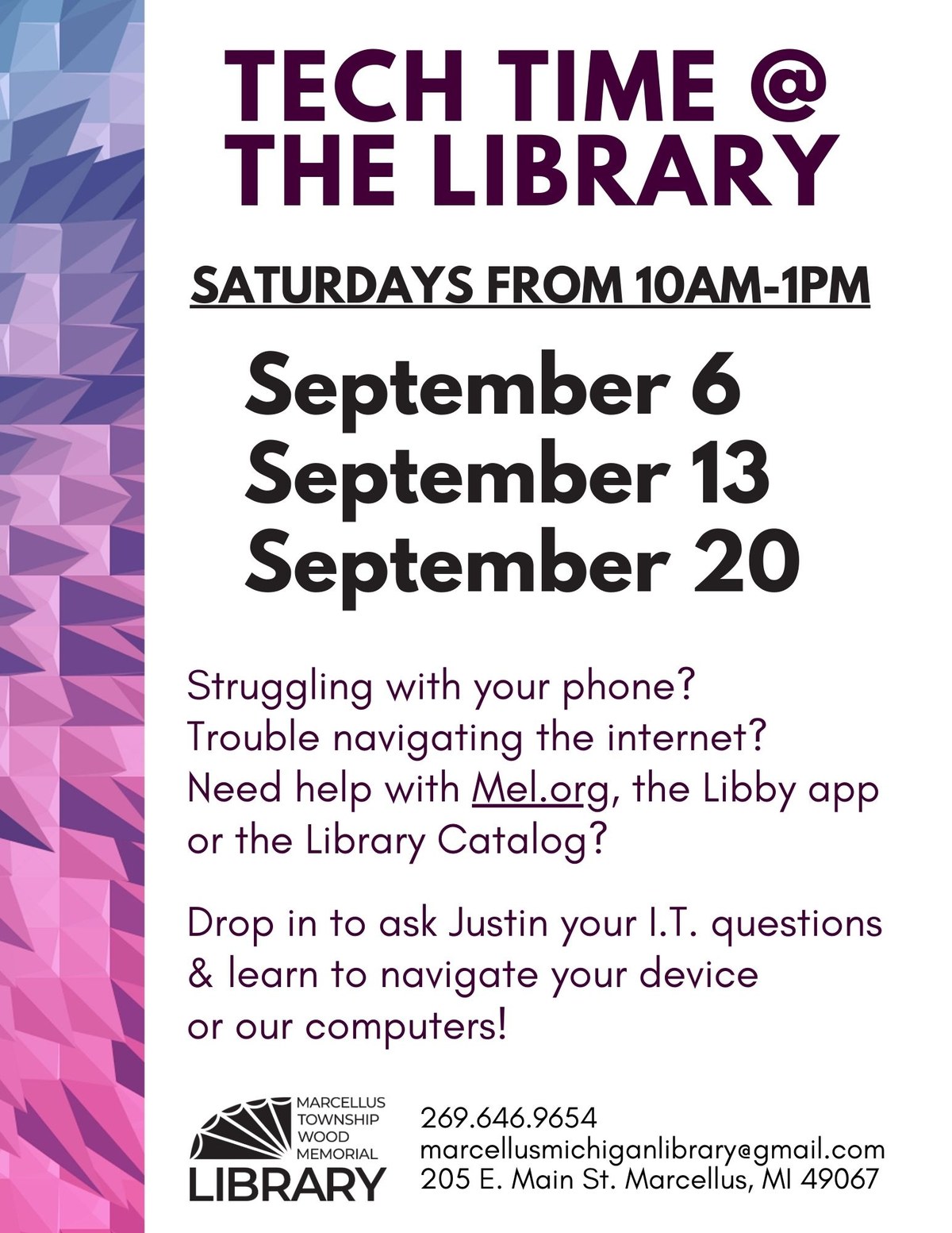 September Tech Time @ the Library — Marcellus Township Wood Memorial ...