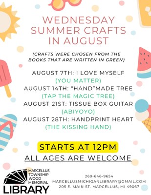 Wednesday Summer Crafts in August Wednesday Summer Crafts in August